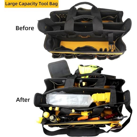 Electrician Tool Bag with shoulder strap 17 inch, HAVC Tool bag, Open Top Tool - Picture 6 of 7